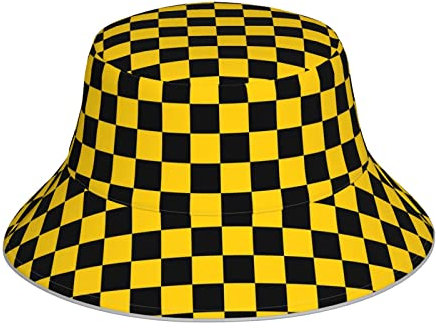 874 Fischerhut Gelb Und Schwarz Kariert Anglerhut Unisex Safarihut Uv Schutz Bucket Hüte Für Herren Damen Outdoor
