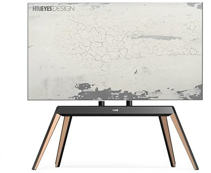 FITUEYES DESIGN Floor TV Stand for TV 65 70 75 78 85 88 Inch Swivel TV Stand Made of Solid Wood Height Adjustable VESA 200 * 100-600 * 400mm Picasso Series