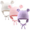 Pesaat Baumwolle Erstlingsmützen 0-12Monate Baby Mütze Neugeborene Mädchen Jungen Baby Beanie Newborn Mütze Mit Ohren und Band,Sommer,Frühling,Winter (Weiß+Rose+Lavendel, 0-6Monate)