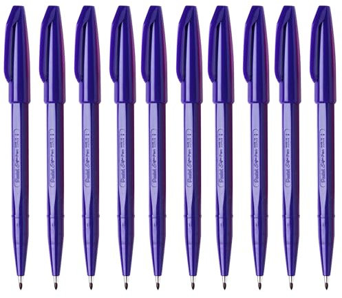 Pentel S520 Original Sign Pen Faserschreiber Fineliner, 2 mm Spitze, 1 mm Strichbreite, violette Tinte, 10 Stück