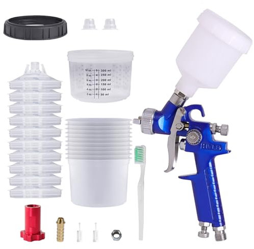 Mini pistola pulverizadora, pistola de pulverización de aire de 125 cc, pulverizador de pintura de 0,8 mm/1,0 mm para piezas de automóviles, muebles, vallas, herramienta ideal (0,8 mm con vasos