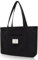 Damen Handtasche Damen Shopper Canvas Satchel Tote Bag Schultertasche Shopper mit vordertasche und Reißverschluss für Bücher Alltag Arbeit schwarz