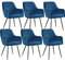 Yaheetech Esszimmerstühle 6er Set Küchenstühle, Polsterstühle mit Armlehnen Metallbeine, Seesel aus Samtstoff für Arbeitszimmer/Wohnzimmer, Blau