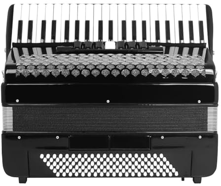 Acordeón profesional 41 teclas 120 instrumentos de teclado bajo Acordeón con correa Bolsa de acordeón para adultos Examen de grado principiante Tocar profesional (Color : Black)
