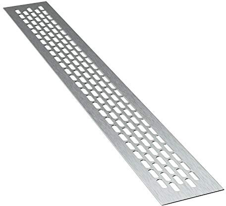 sossai® Rejillas de ventilación de aluminio - Alucratis (1 pieza) | Rectangular - dimensiones: 80 x 6 cm | Color: inox | rejilla de aire