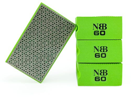 NBB Diamant-Handschleifpad zum Schleifen oder Polieren Diamant-Schleifblock Schleifschwamm mit flexiblem Schaumstoffrücken zum Schleifen von Stein Granit Keramik Fliesen Glas Holz Metall (4, 60#)