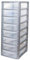 Khanary Plastic Storage Drawer A4 Storage Box Multipurpose Organizer Office Desktop Tabletop Counter School Bedroom Garage Kids Room Vanity organizer Black/Silver-Clear (Silver Clear, 8 Tier Small)