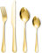 Gold Cutlery Set,24 Piece Cutlery Set for 6 People,Stainless Steel Kitchen Cutlery,Knife and Fork Sets,Mixed Cutlery Sets,Dishwasher Safe,Easy Clean,Mirror Polished