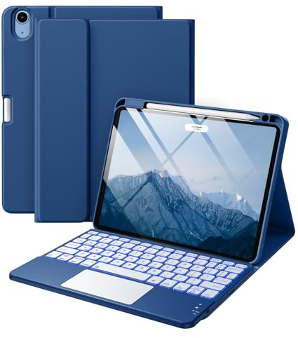 Harvopu Funda compatible con iPad Air de 11 pulgadas y Air de 5ª/Air de 4ª generación con teclado, trackpad multitáctil, retroiluminación de 7 colores, funda desmontable para Air M3/M2 de 11 pulgadas