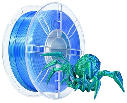 iBOSS Silk PLA Filament 1.75 mm zweifarbiges 3D-Drucker filament,glänzendes PLA Filament,Dual Color 1kg Spule (2,2 lbs),Seide Blau-Grün