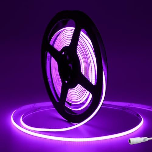 Tayire COB LED Strip Lila 2,7mm Breite, DC12V LED Streifen 5m 480LEDs/M, Flexibel LED Band Hohe Helligkeit Lichtband für Auto FPV Raum dekoration(Netzteil Nicht Enthalten)