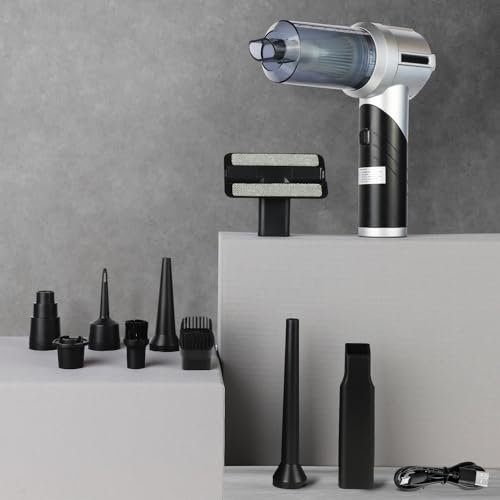 Epochglo Aspirapolvere a mano per auto 16000PA, 3 in 1, pompa a vuoto e ventilatore con 3 modalità e 9 ugelli, senza fili, pieghevole, mini aspirapolvere a batteria per auto, divano, davanzale, peli