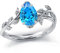 925 Sterling Silber Blauer Topas Ring für Damen, Weihnachten Ringe Verlobungsring Hochzeitsring für Mutter Frauen,Ringgröße 62(19.7)