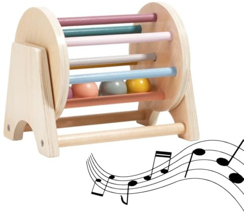 Generisch LAPSI - Baby Rolltrommel - Montessori Holzspielzeug für Kleinkinder ab 3 Jahren - Motorikspielzeug zur frühzeitlichen kognitiven Entwicklung