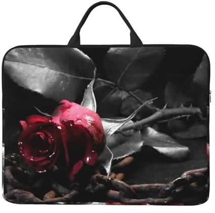 gothic black roses Printed 14 Inch Laptop Sleeve Case with Handle Portable Computer case Laptop Bag with Zipper