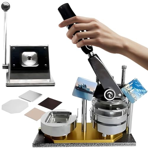 QUTBAG 50 * 50mm Square Photo Badge Magnet Maker Machine with Paper Cutter & 100 Pcs Consumables for Fridge DIY