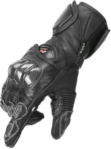 KEMIMOTO Gants Moto Homme, Rembourrage ESA et Écran Tactile, Paume Antidérapante pour Course, Moto, Vélo, Scooter, Chasse