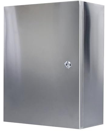 Wetterfester Schaltkasten, Metall-Anschlusskasten, Edelstahl-Schaltkasten, wasserdichter Anschlusskasten zur Wandmontage (Größe: 300 x 250 x 150 mm)