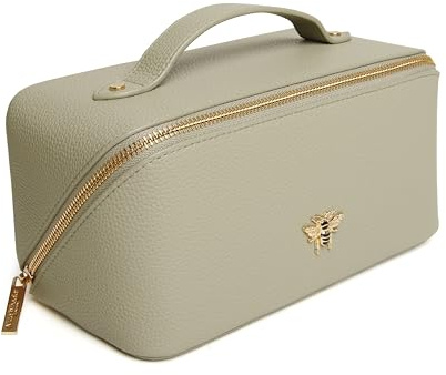 Alice Wheeler Bee Train Case Beauty Concertina Fold Out Organiser (Pistachio)