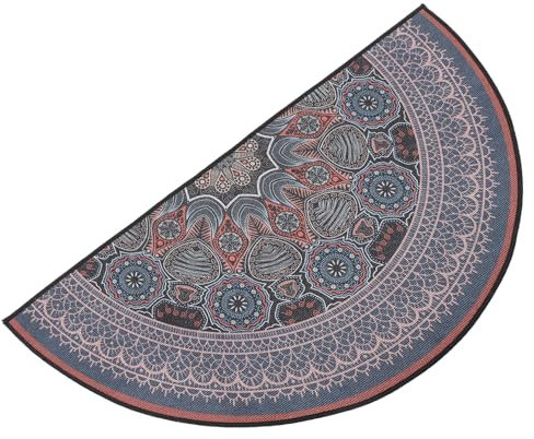 LIFKOME Halbrunder Teppich Flur Kleine Fußmatte Boden Fußmatte Im Mandala-Stil Bohemien Tür Halbrunde Badematte Eingang Halbkreis-fußmatte Flickenteppiche Fußmatten Polyester Brown