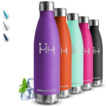 Botella Agua Acero Inoxidable, Botella Termica 0.75 litro, A Prueba de Fugas, Botella Agua Gimnasio, Doble Aislamiento, Mantiene 24H Frio/12H Calor, Botellas para Escuela, Gym, Oficina, Outdoor