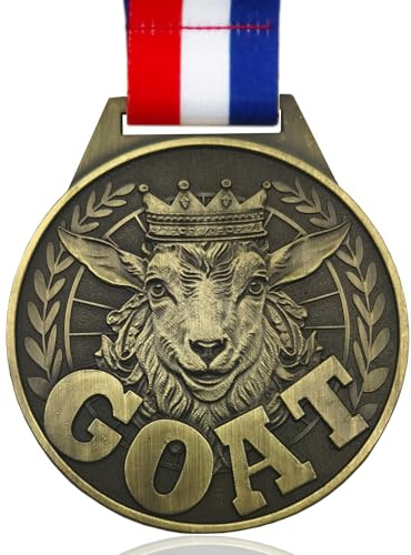 YUJUE Goat Medal - 3 Greatest Champion Medal of All Time, Goat Pendant Medal with Neck Strap, Goat Award Chain for Football Basketball Sports Championship MVP Award and Tournament League Champion