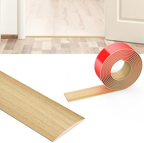 Flintronic 2M Laminate Flooring Threshold Transition Strip Self-Adhesive PVC Floor Divider, Door-Strip Threshold Bar for Joining Floor Gaps, Carpet, Tiles