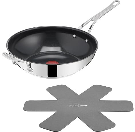 Tefal Jamie Oliver by Classic Cook Wokpfanne 30 cm, inkl. Pfannenschoner, antihaftbeschichtete Keramikoberfläche, Thermo-Signal, für alle Herdarten, Edelstahl, H8819355