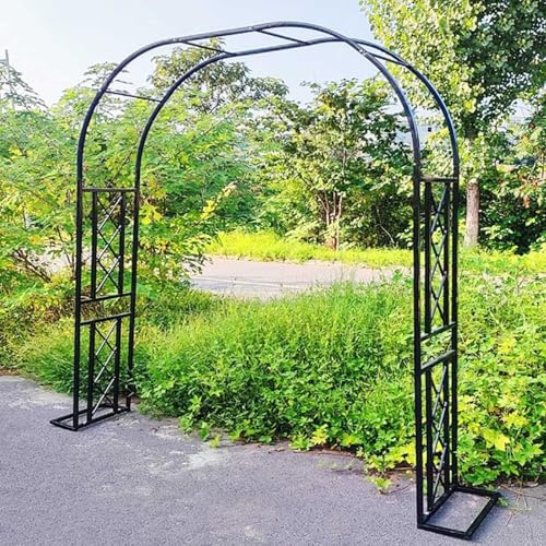 Schwer Rosenbogen Verzinkt Gartenbogen 140cm 180cm 220cm 260cm 300cm 340cm Große Torbogen Aus Metall Rankhilfe Rankgitter Für Rosen Und Kletterpflanzen(Black,140x230x40cm)