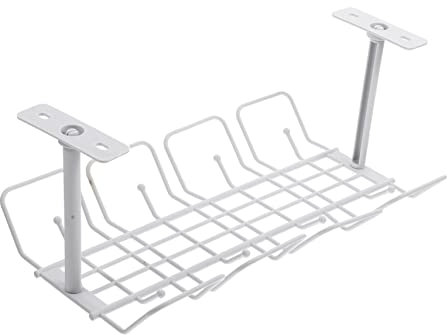Operitacx Under Desk Cable Management Tray Easy Install Cable Organizer for Home Office Durable Storage Rack for Wires and Power Cords Unique Design No Drill Needed Grey Color