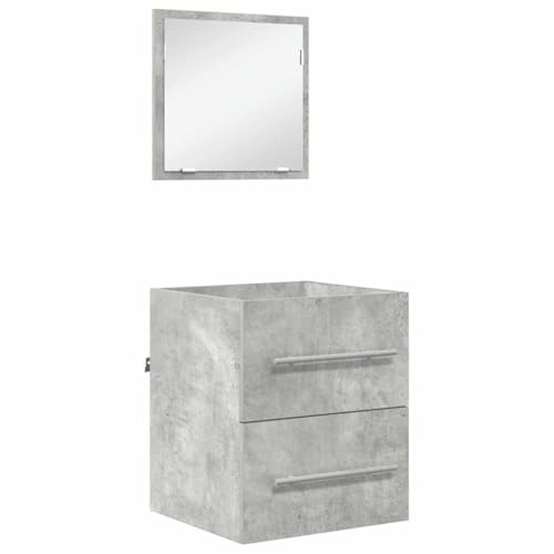 vidaXL Bathroom Furniture Set with Drawer Grey 41 x 38.5 x 48 cm, Modern Bathroom Storage Unit, Rectangular, Wall-Mounted Cabinet, Engineered Wood, Minimalist Design, Space-Saving Organizer