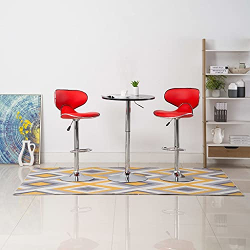 HETFTJN Barhocker 2er Set Rot Höhenverstellbar 59-80 cm Kunstleder Chrom Gestell Drehbar 360° Belastbar bis 110 kg Moderne Küchenhocker für Esszimmer Gastro Balkon