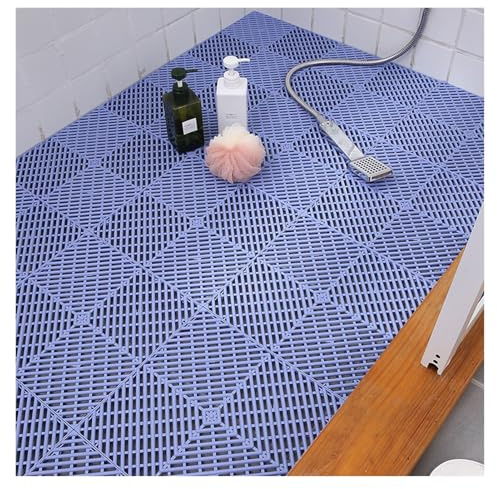 Giunzioni Antiscivolo Piastrelle per Pavimenti Leggero Confezione Tappetini Doccia Tappetino Vasca Bagno in Pvc Porta D'ingresso Balcone(Lake blue,55pieces)