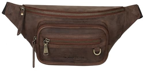 Marc Peter® Varadero Leder Bauchtasche | Gürteltasche Bauchtasche mit Wechselgurt | Crossbody Leder Hüfttasche | Hip Bag Leather Gürteltasche Crossbag Hunter Braun