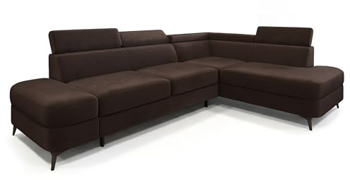 Masseno Ecksofa AVISE M R-S mit Schlaffunktion L-Form, Klassisch Sofa mit Bettkasten, Wohnzimmersofa, Couch, Soffa, Bettsofa, Couchgarnitur - Braun, Monolith 29