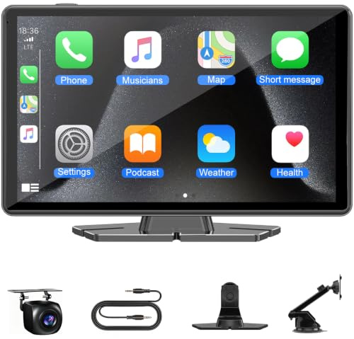 9 Wireless Carplay Screen for Apple Car Play& Android Auto | 1080P Backup Camera,Voice Control,GPS Live Navigation,Mirror Link,Bluetooth,AUX,FM