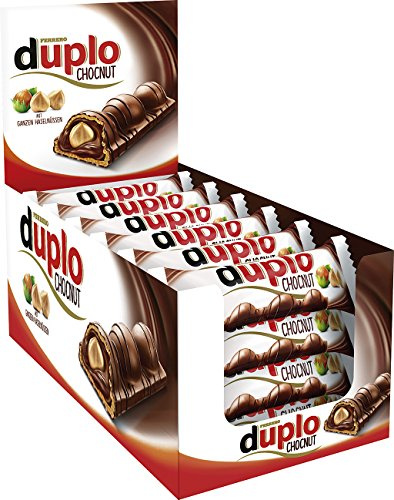 Duplo Chocnut – Schokoriegel mit drei ganzen Haselnüssen – knuspriger Waffel & feiner Haselnusscreme, einzeln verpackt - Snack für unterwegs - 1 Packung mit 24 Einzelriegeln (24 x 26 g)