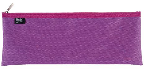 Helix Pencil Case Nylon Co-ordinated Zip 330x125mm Assorted Colours - Single
