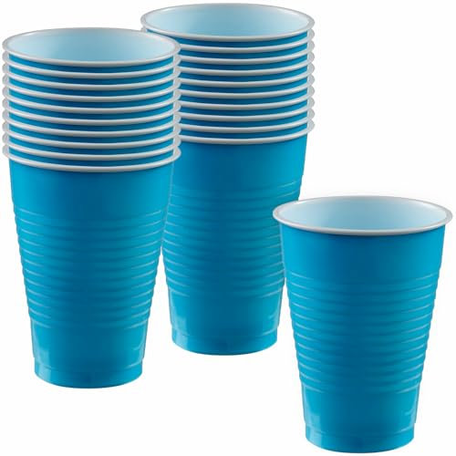 Amscan Caribbean Blue Plastic Cups 355ml, 20 Pcs
