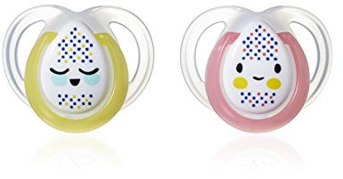 Tommee Tippee - Set von 2 weichen Silikon Nacht Schnuller, leuchten im Dunkeln, 0–6 Monate, BPA-Frei
