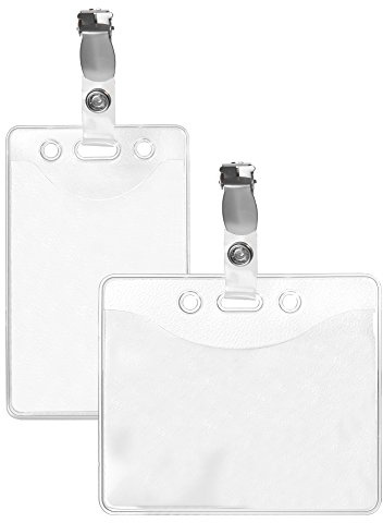 10 x Karteo® Ausweishülle mit Metall Clip | Kartenhülle vertikal | Ausweishalter für Karten DIN A7 | für Ausweise Dienstausweise Messeausweise Presseausweise Identitätsnachweise