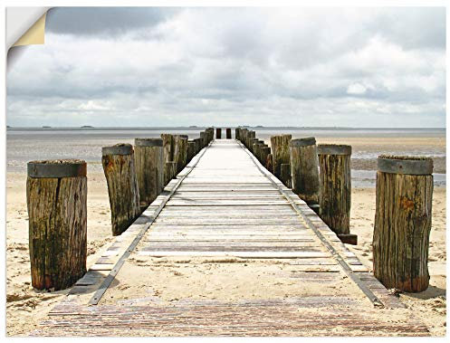 ARTland Wanddeko Wandtattoo selbstklebende Vinylfolie 60x45 cm Strand Meer Küste Steg Watt Strandlandschaft Maritim T9NK