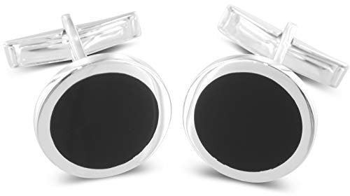 BROOKER Manschettenknöpfe mit runder Onyx-Applikation