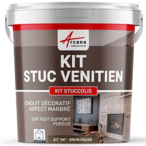 Set Stuckfarbe, STUCCOLIS Putz mit Mörtel und Farbstoff Braun Fauve - kit bis zu 7 m²