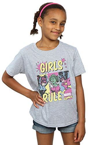 Marvel Comics Girls Girls Rule T-Shirt Sport Grey 9-11 Years