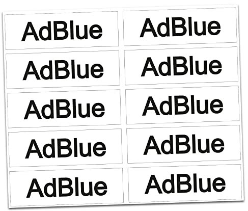 10 x Aufkleber Kraftstoff Kennzeichnung -Finest Folia Tankdeckel Auto Hinweis Brennstoffe AdBlue Benzin Gemisch Diesel Wasser Super (R022-03 Ad Blue)