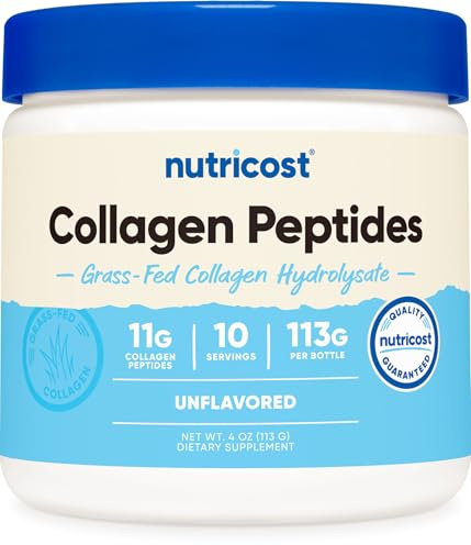 Nutricost Collagen Peptides Powder 4 oz (Unflavored) Type I & III Collagen | Grass-Fed, Gluten-Free & GMO-Free