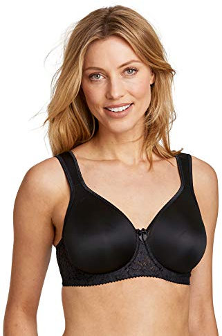 Miss Mary of Sweden Smooth Lacy Womens Moulded Cup Supportive Underwired T-Shirt Bra Black