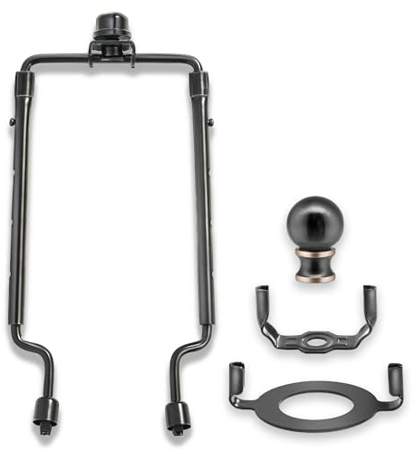 7 8 9 10 inch Lamp Shade Harp Holder,Adjustable Black Uno Lamp Shade Adapter,UNO Fitter Adapter Finial Set,Fit both 1/8IP Lamp Rod and E26 Threaded Socket,Adapted all styles of Lamp Shade