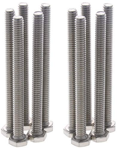 MroMax 1/4-20 x 3 UNC Viti a testa esagonale A2-70(304) in acciaio inox completamente filettato, 10 pezzi